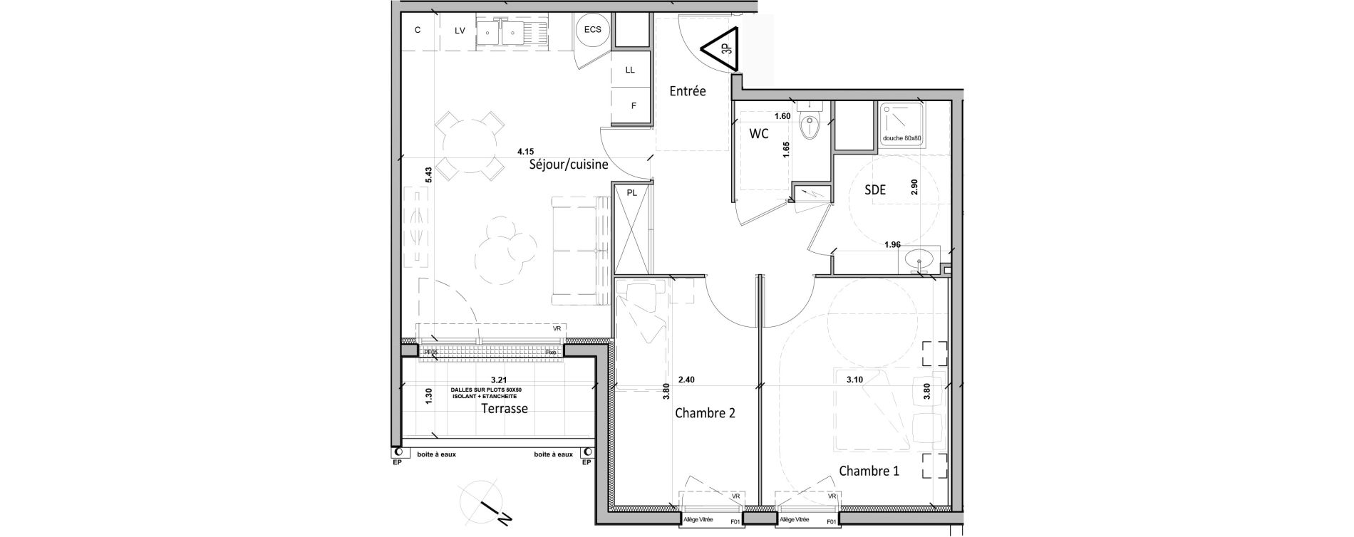 Appartement T3 de 56,20 m2 &agrave; Gisors Centre