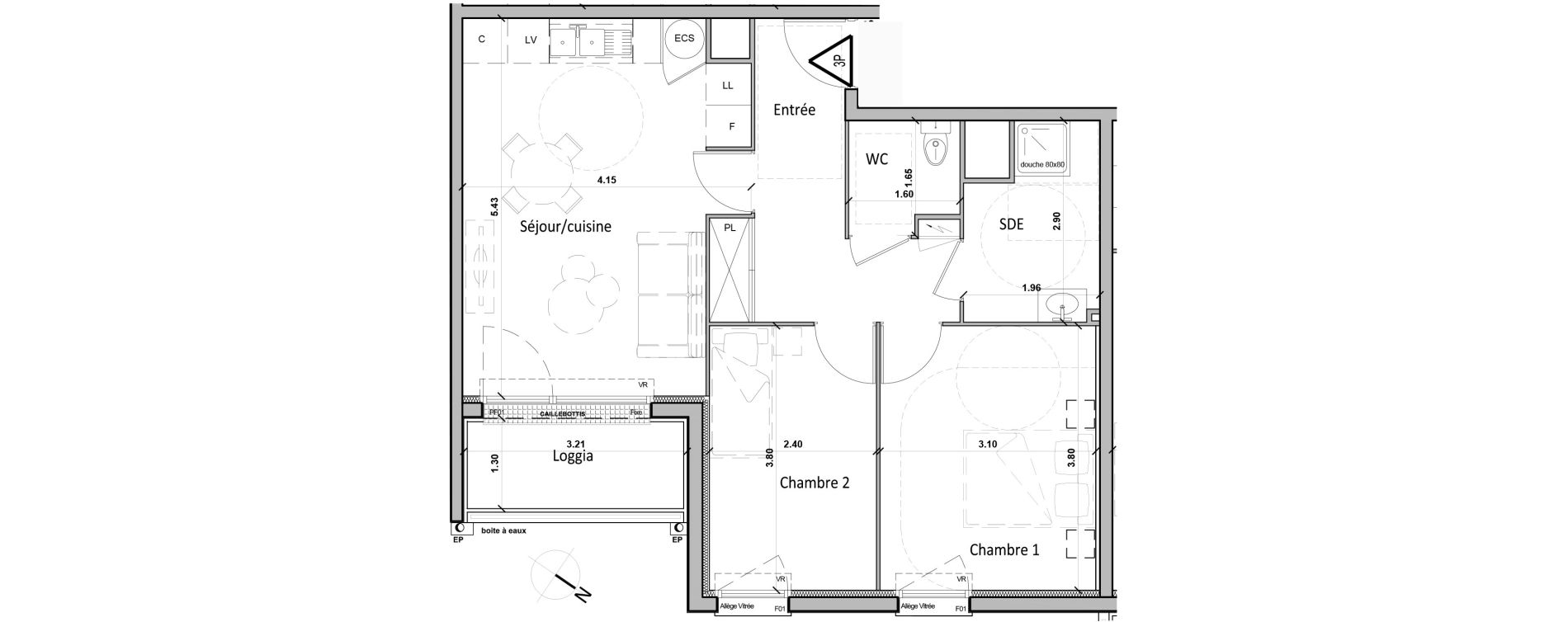 Appartement T3 de 56,20 m2 &agrave; Gisors Centre