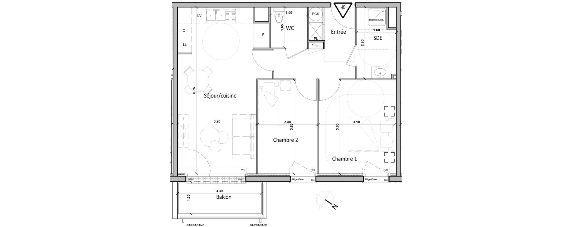 Appartement T3 de 56,40 m2 &agrave; Gisors Centre