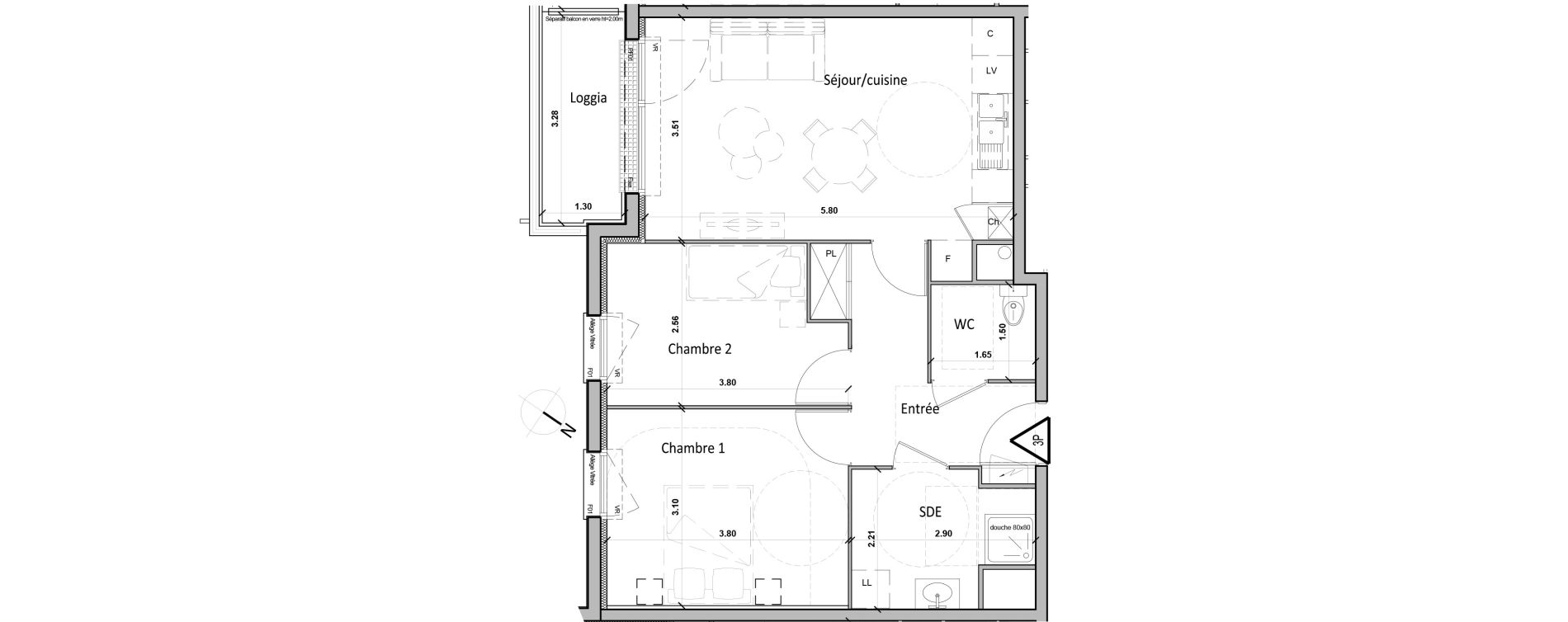 Appartement T3 de 56,00 m2 &agrave; Gisors Centre