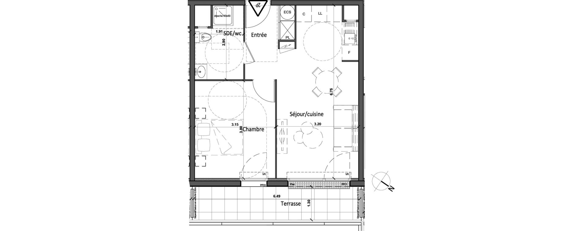 Appartement T2 de 40,50 m2 &agrave; Gisors Centre