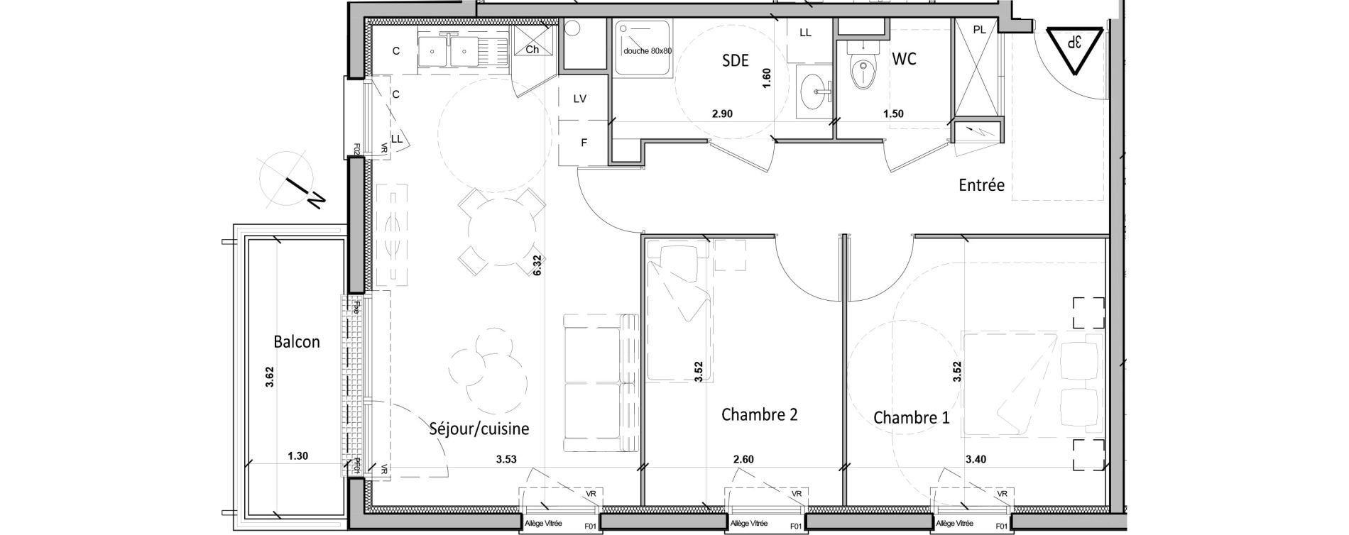 Appartement T3 de 58,30 m2 &agrave; Gisors Centre