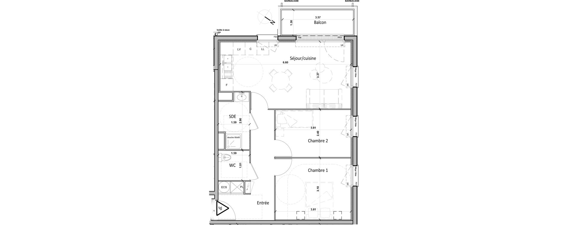 Appartement T3 de 56,90 m2 &agrave; Gisors Centre