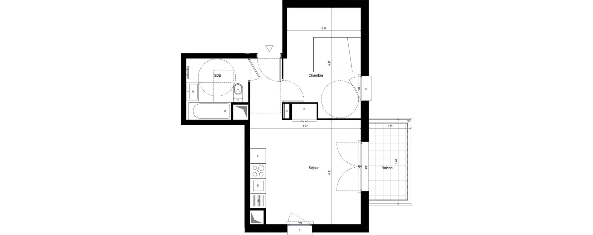Appartement T2 de 40,70 m2 &agrave; Louviers Saint-germain - les acacias