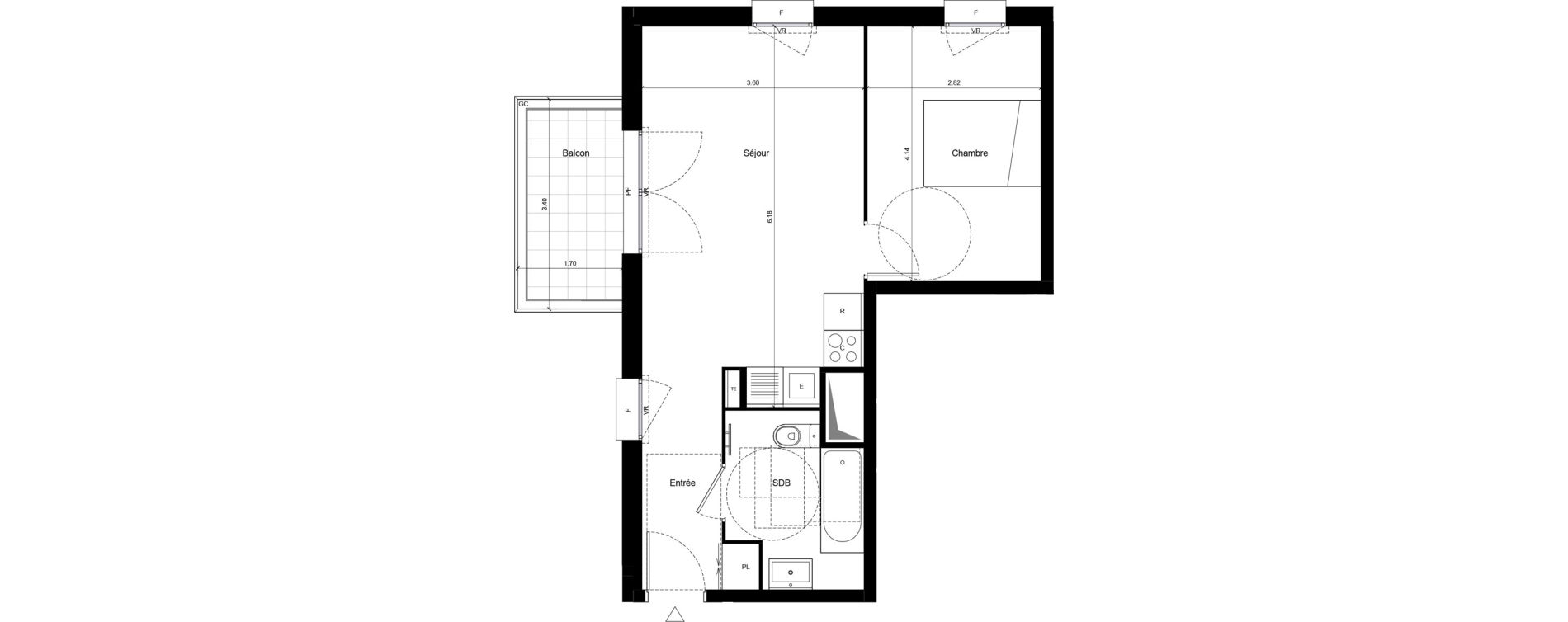 Appartement T2 de 43,11 m2 &agrave; Louviers Saint-germain - les acacias