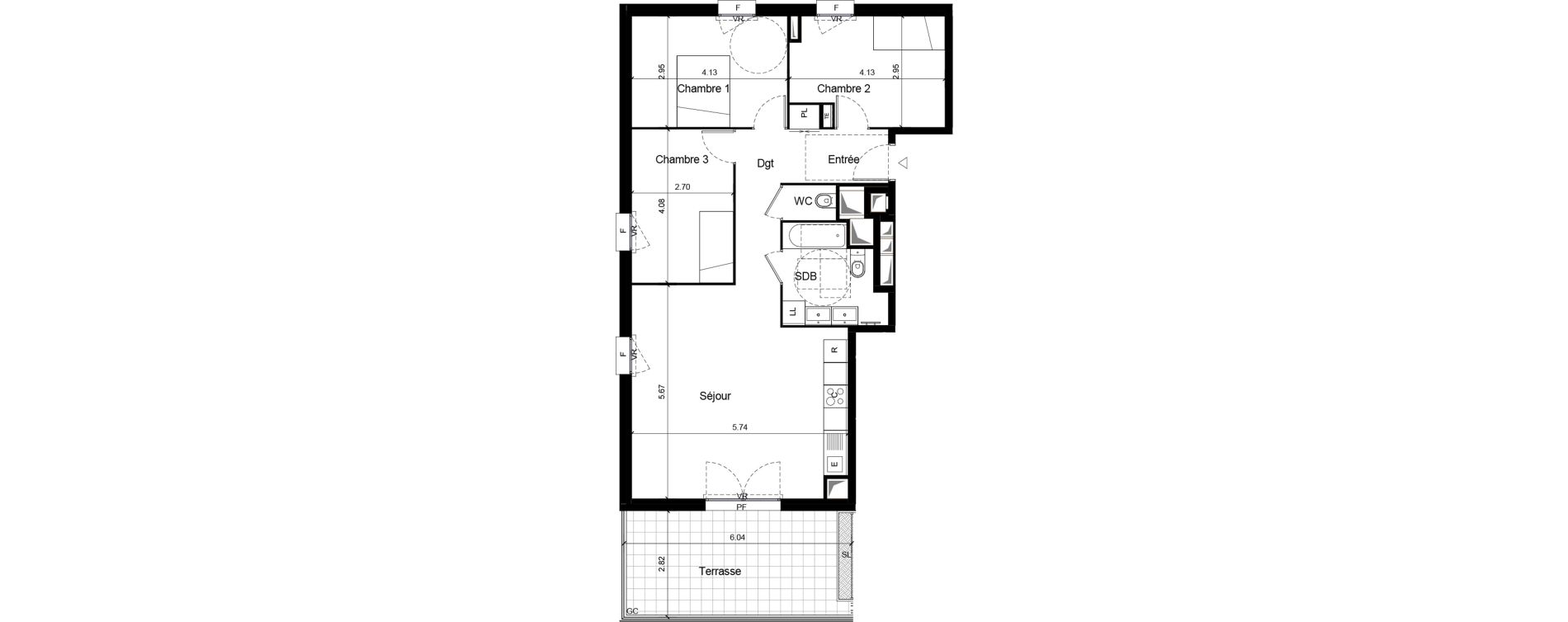 Appartement T4 de 81,87 m2 &agrave; Louviers Saint-germain - les acacias