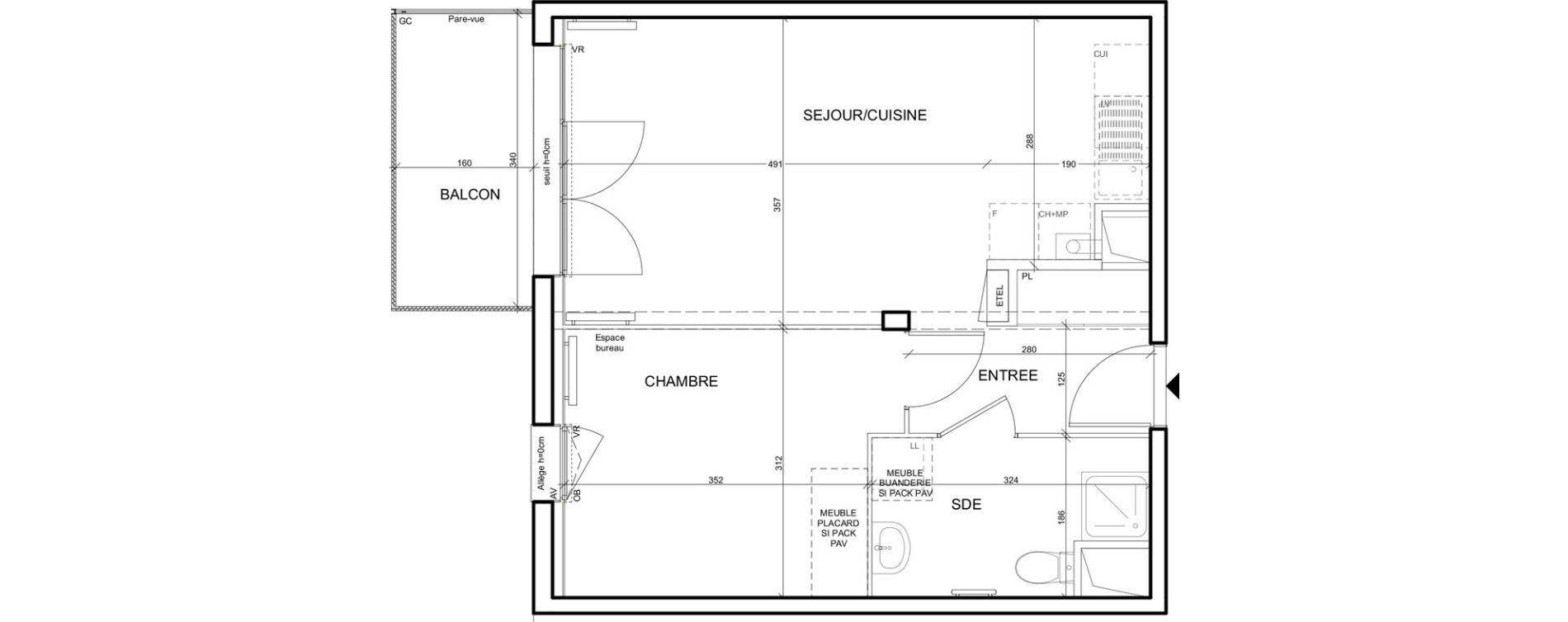 Appartement T2 de 43,85 m2 &agrave; Louviers Centre