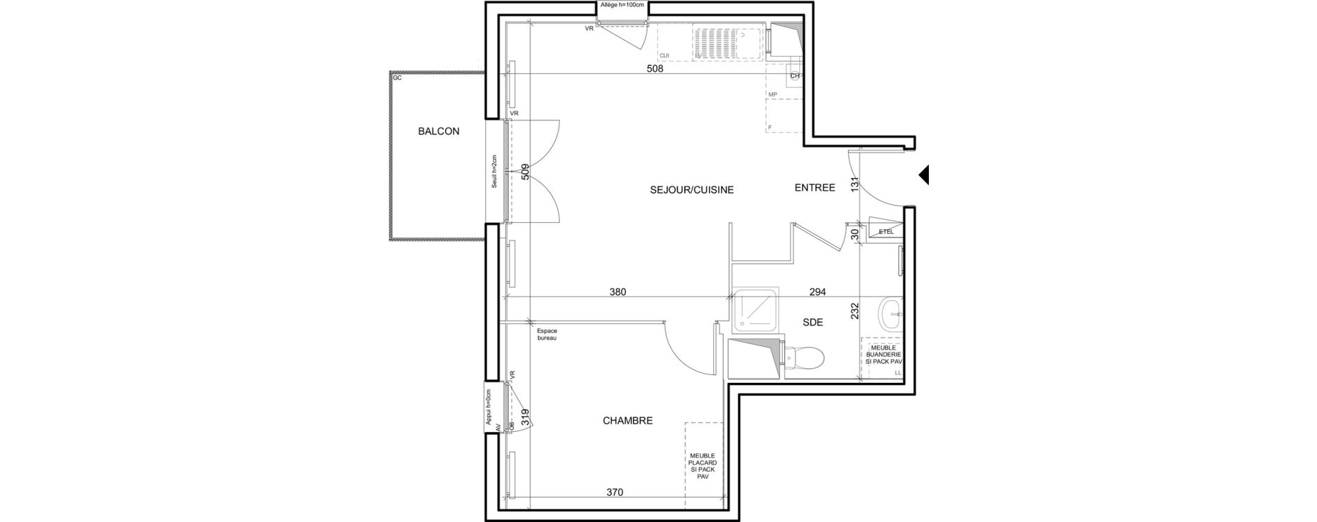 Appartement T2 de 44,12 m2 &agrave; Louviers Centre