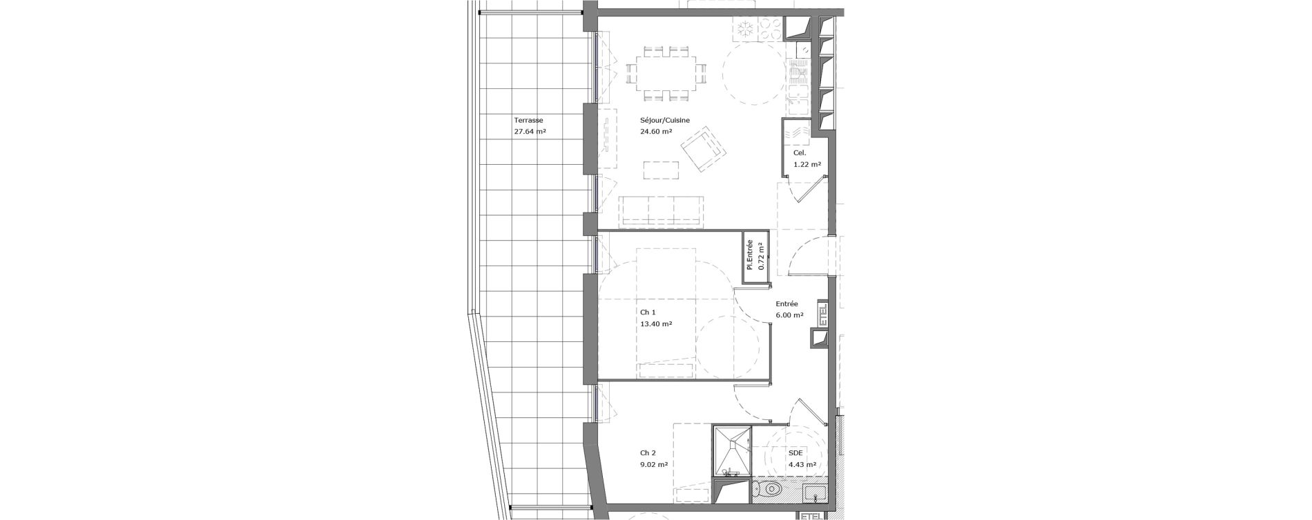 Appartement T2 de 42,10 m2 &agrave; Louviers Pampoule la ravine