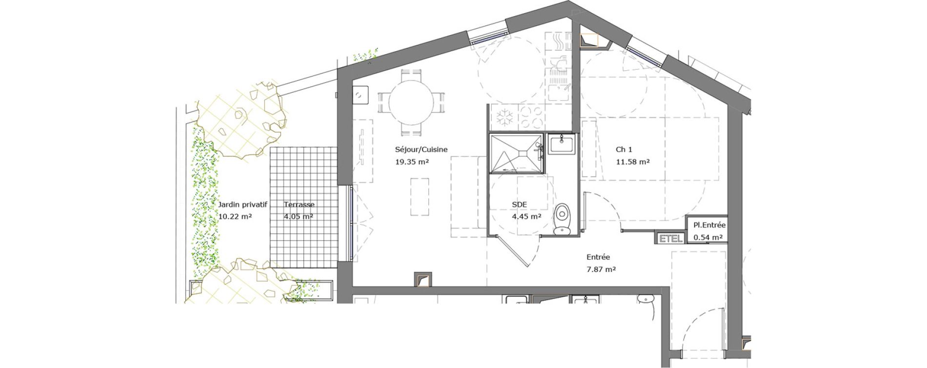 Appartement T2 de 43,79 m2 &agrave; Louviers Pampoule la ravine