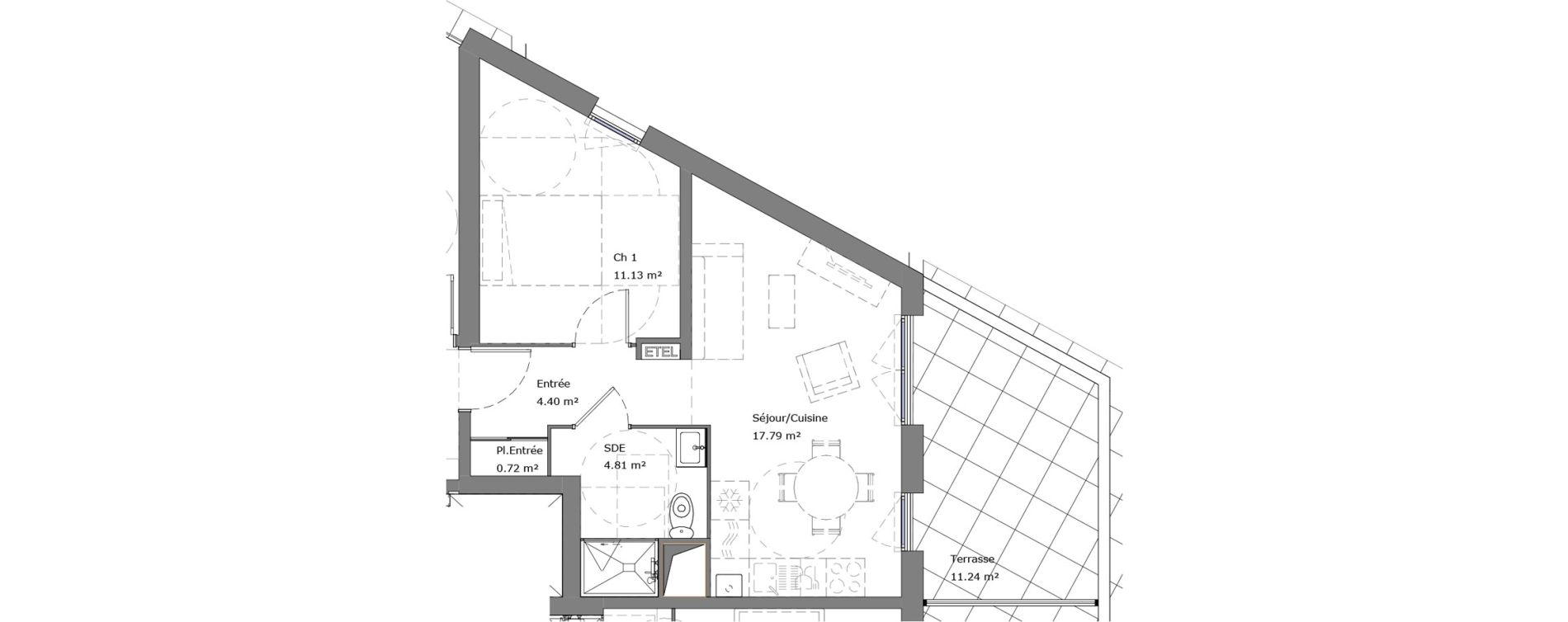 Appartement T2 de 38,85 m2 &agrave; Louviers Pampoule la ravine