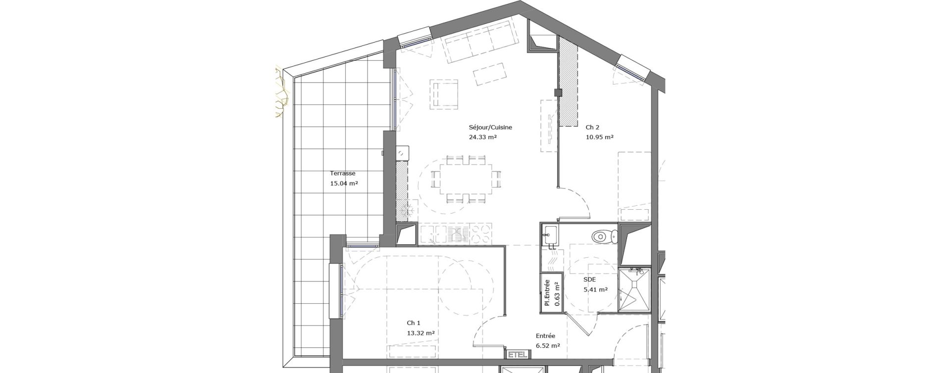 Appartement T3 de 61,16 m2 &agrave; Louviers Pampoule la ravine