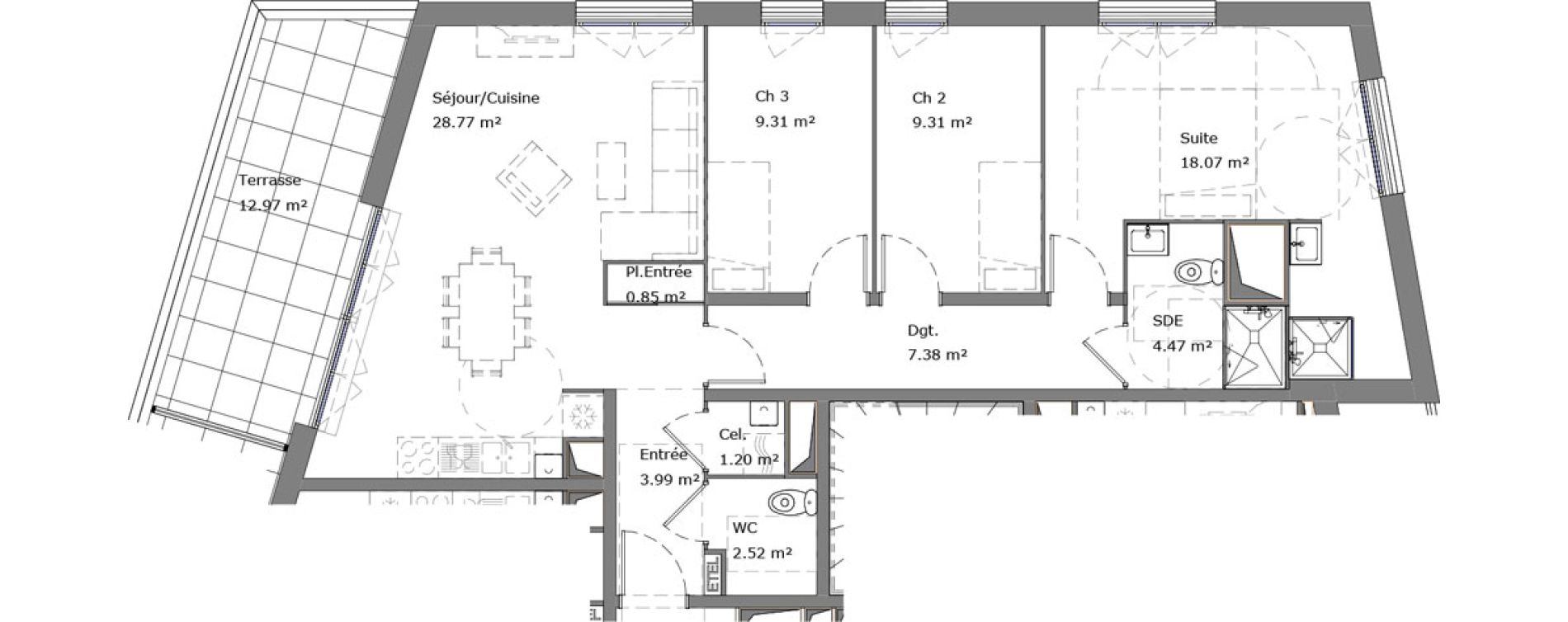 Appartement T4 de 85,87 m2 &agrave; Louviers Pampoule la ravine