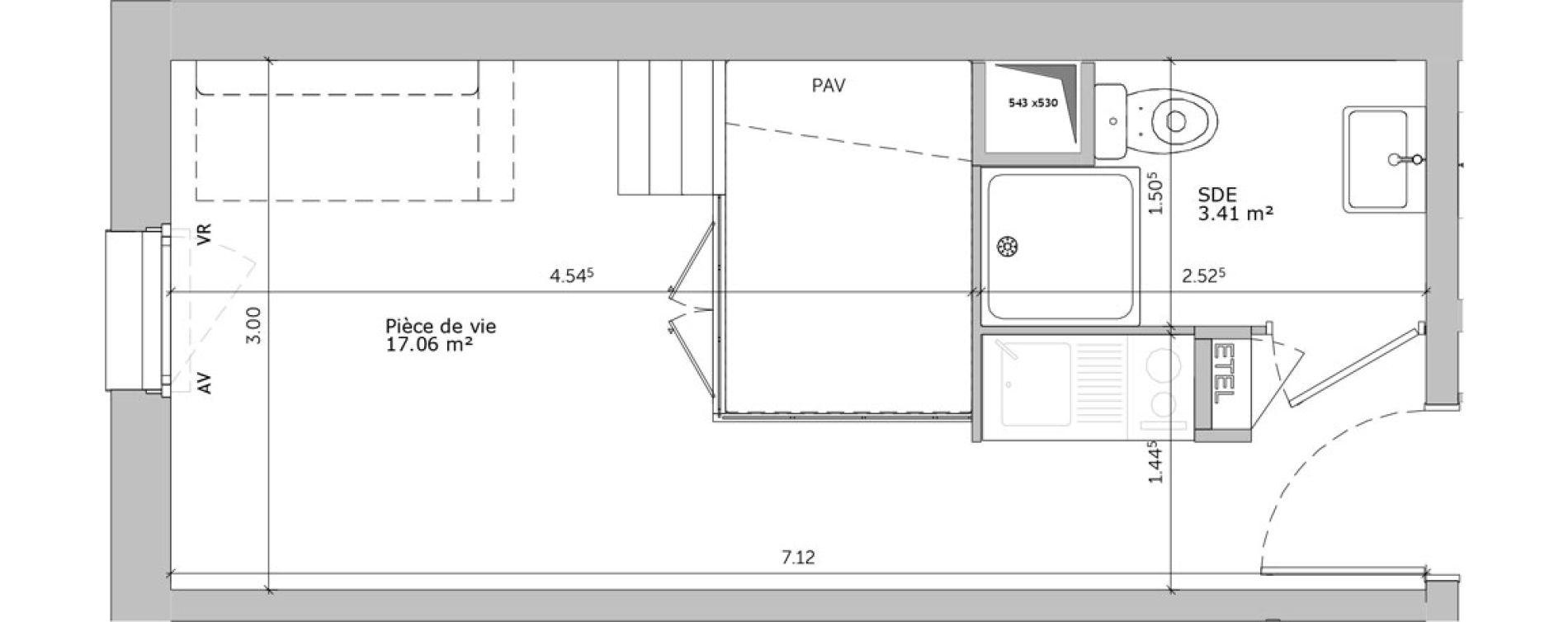 Appartement T1 de 20,47 m2 &agrave; Louviers Centre