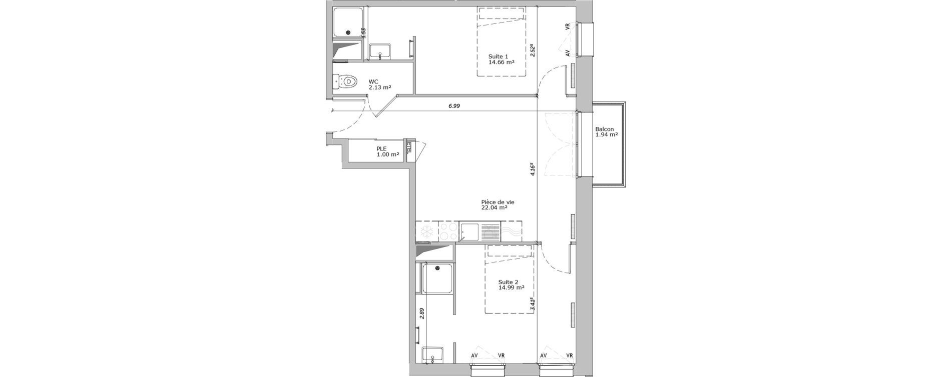 Appartement T3 de 54,82 m2 &agrave; Louviers Centre