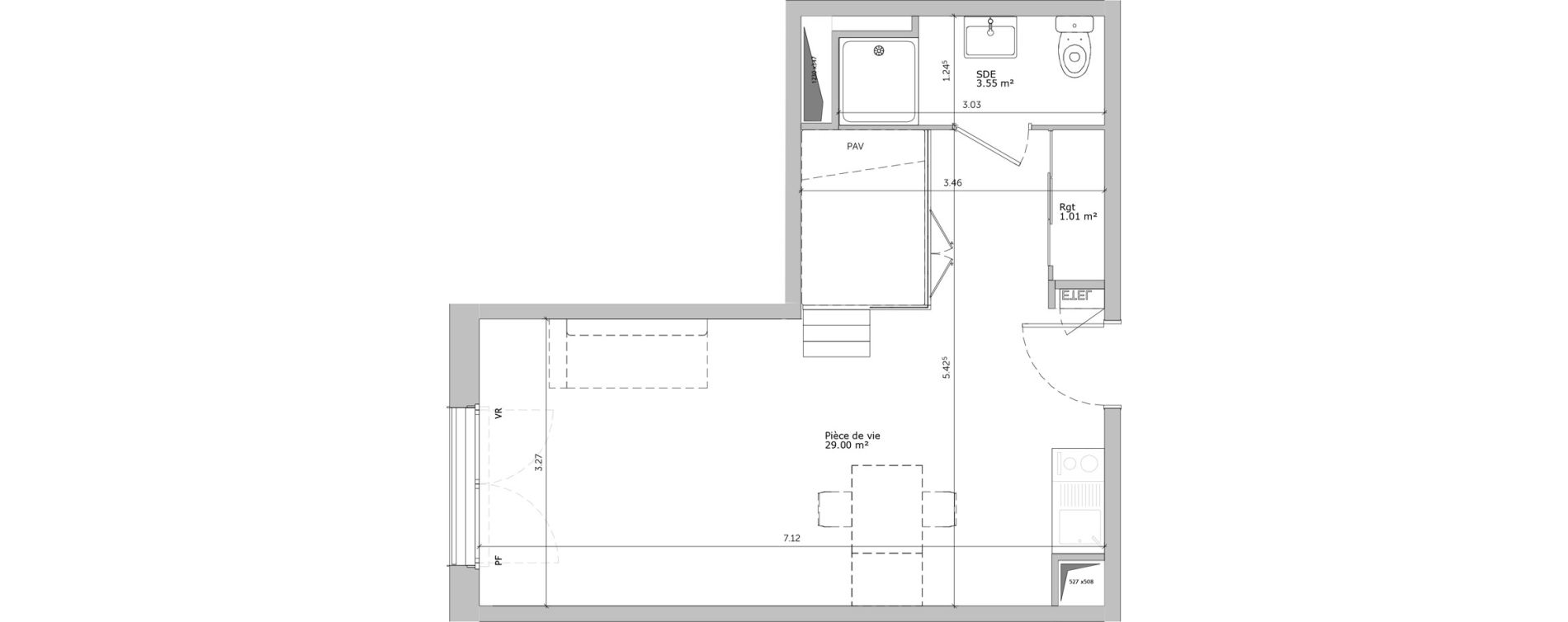 Appartement T1 de 33,56 m2 &agrave; Louviers Centre