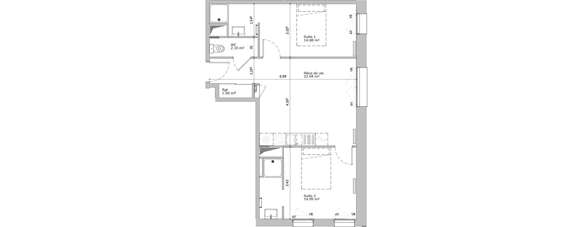 Appartement T3 de 54,81 m2 &agrave; Louviers Centre