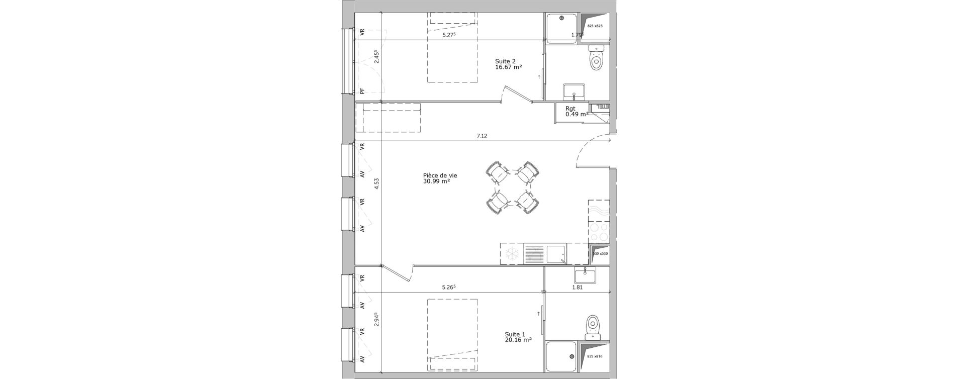 Appartement T3 de 68,31 m2 &agrave; Louviers Centre