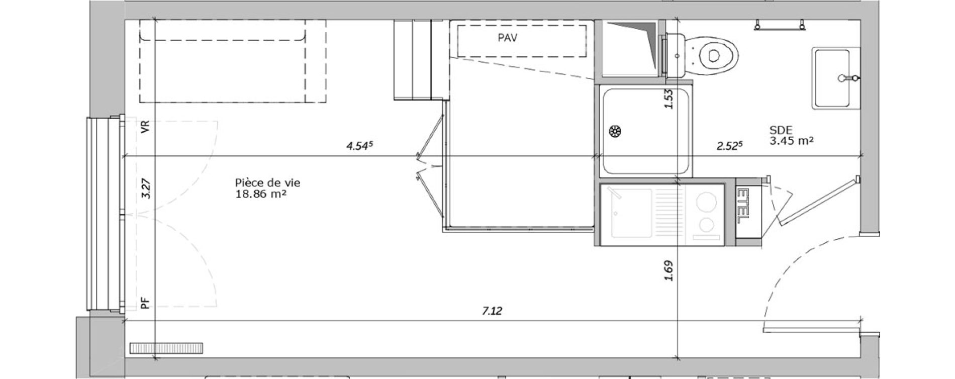 Appartement T1 de 22,31 m2 &agrave; Louviers Centre