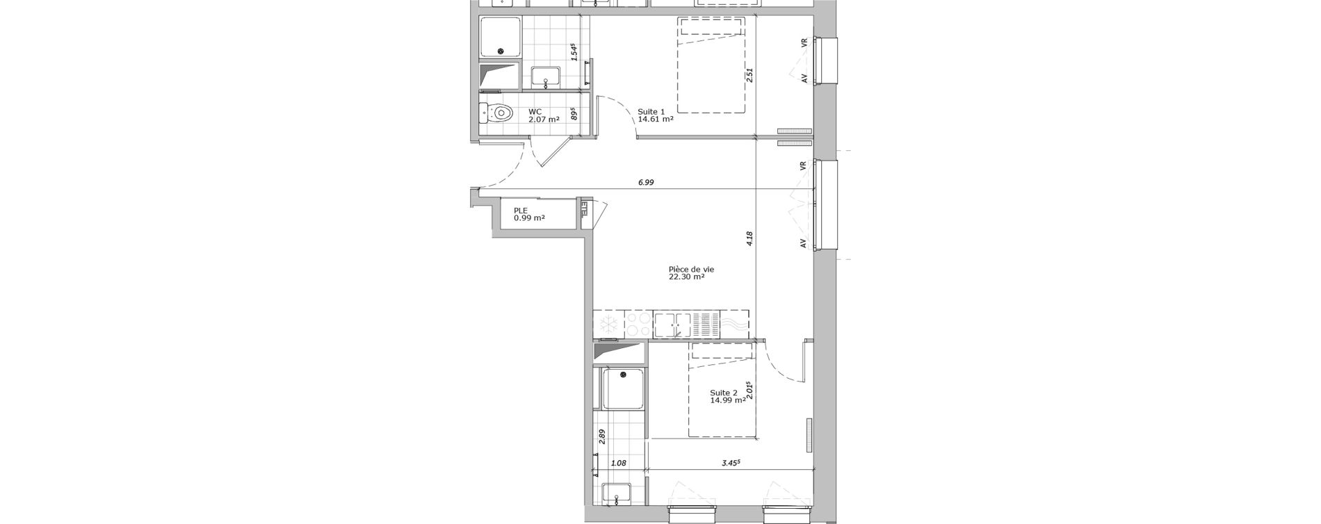 Appartement T3 de 54,96 m2 &agrave; Louviers Centre
