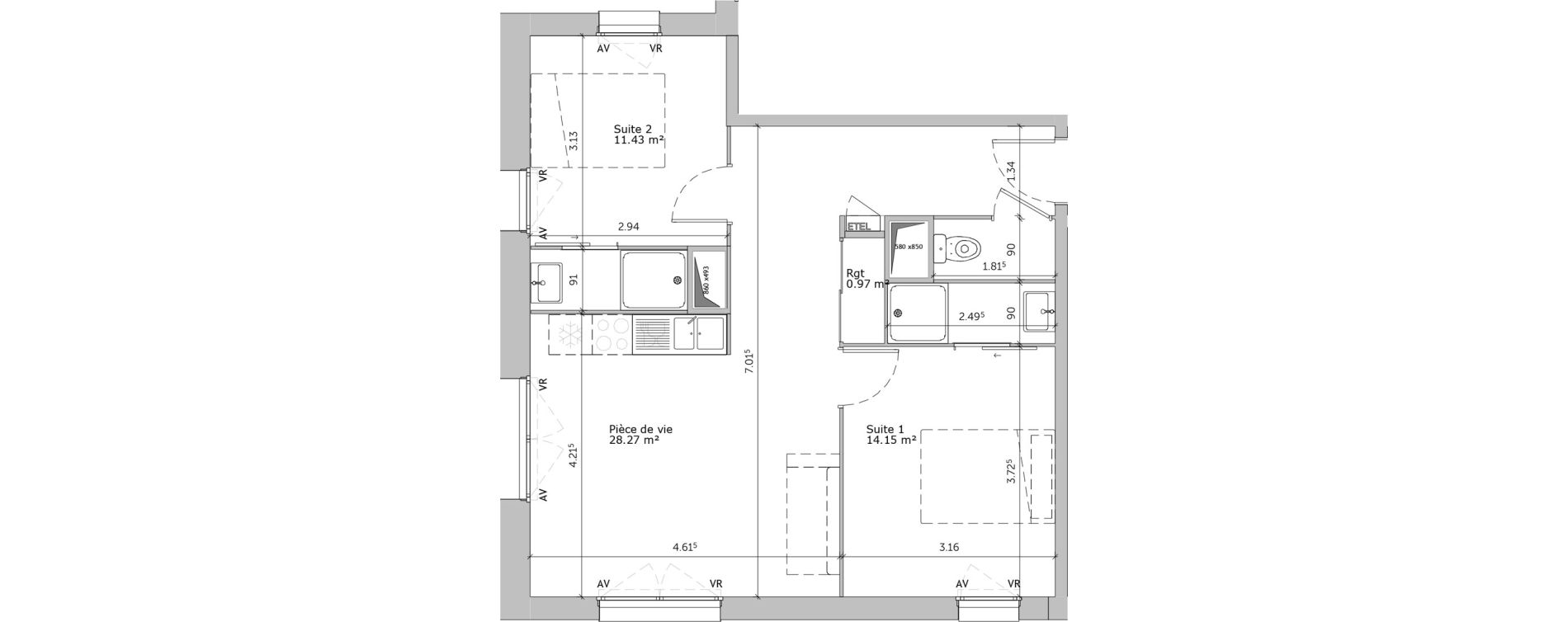 Appartement T3 de 56,45 m2 &agrave; Louviers Centre