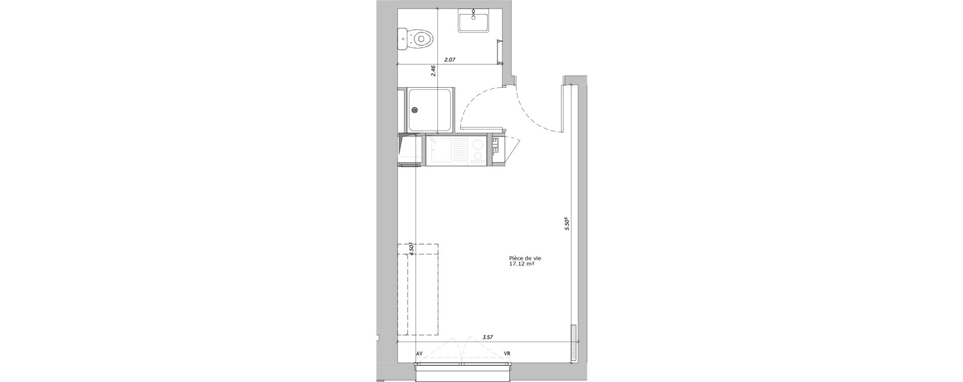 Appartement T1 de 22,00 m2 &agrave; Louviers Centre