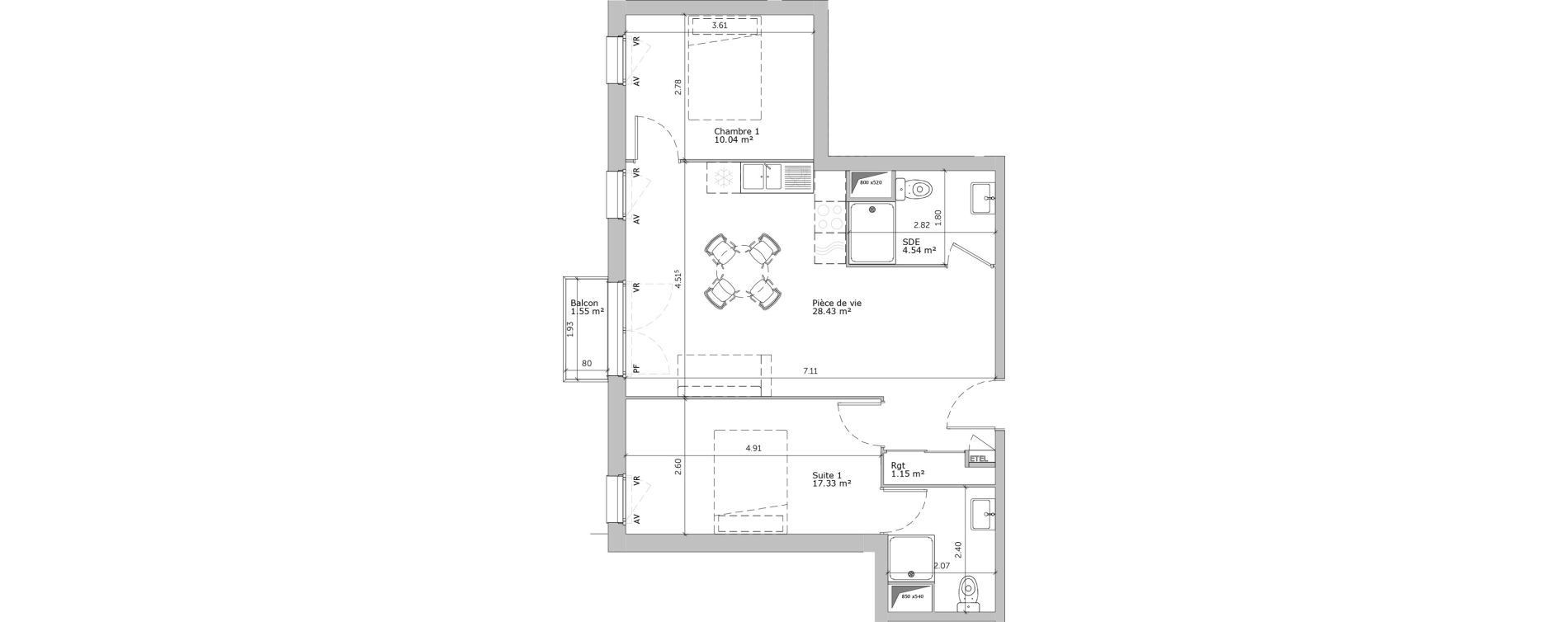 Appartement T3 de 61,49 m2 &agrave; Louviers Centre