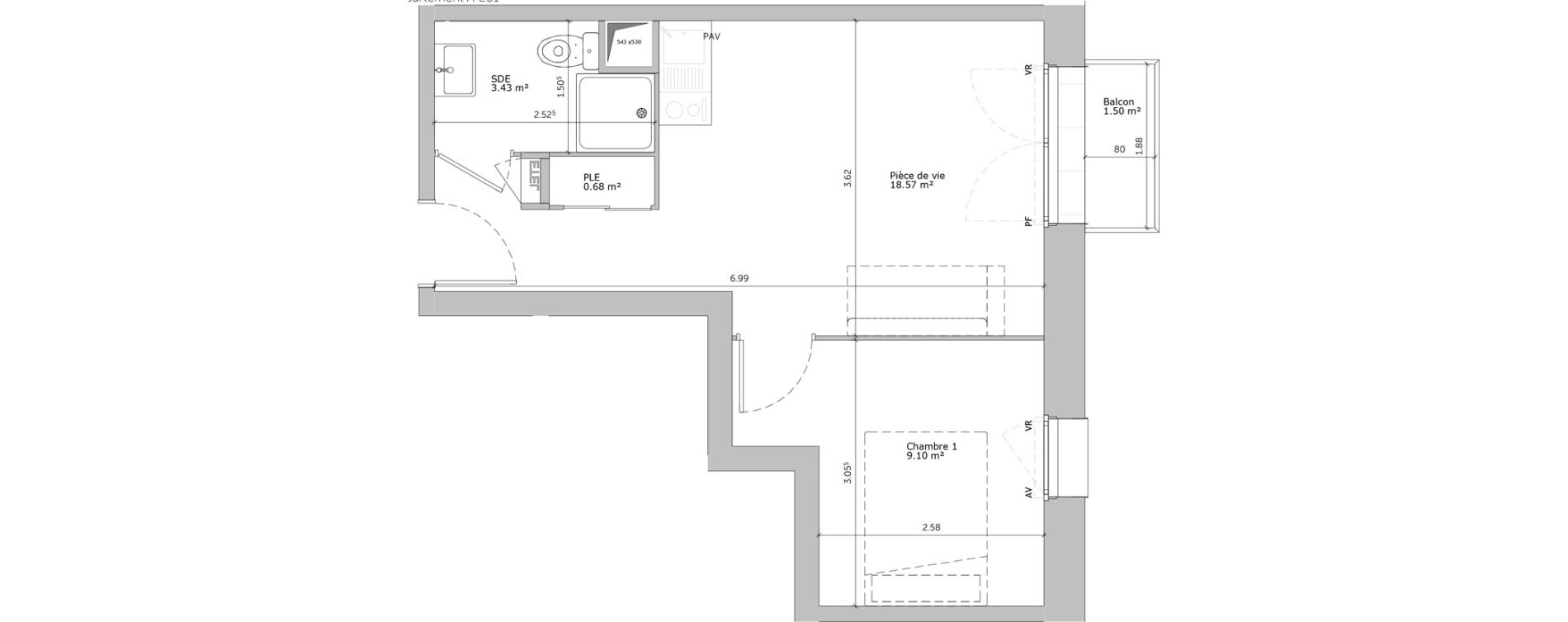 Appartement T2 de 31,78 m2 &agrave; Louviers Centre
