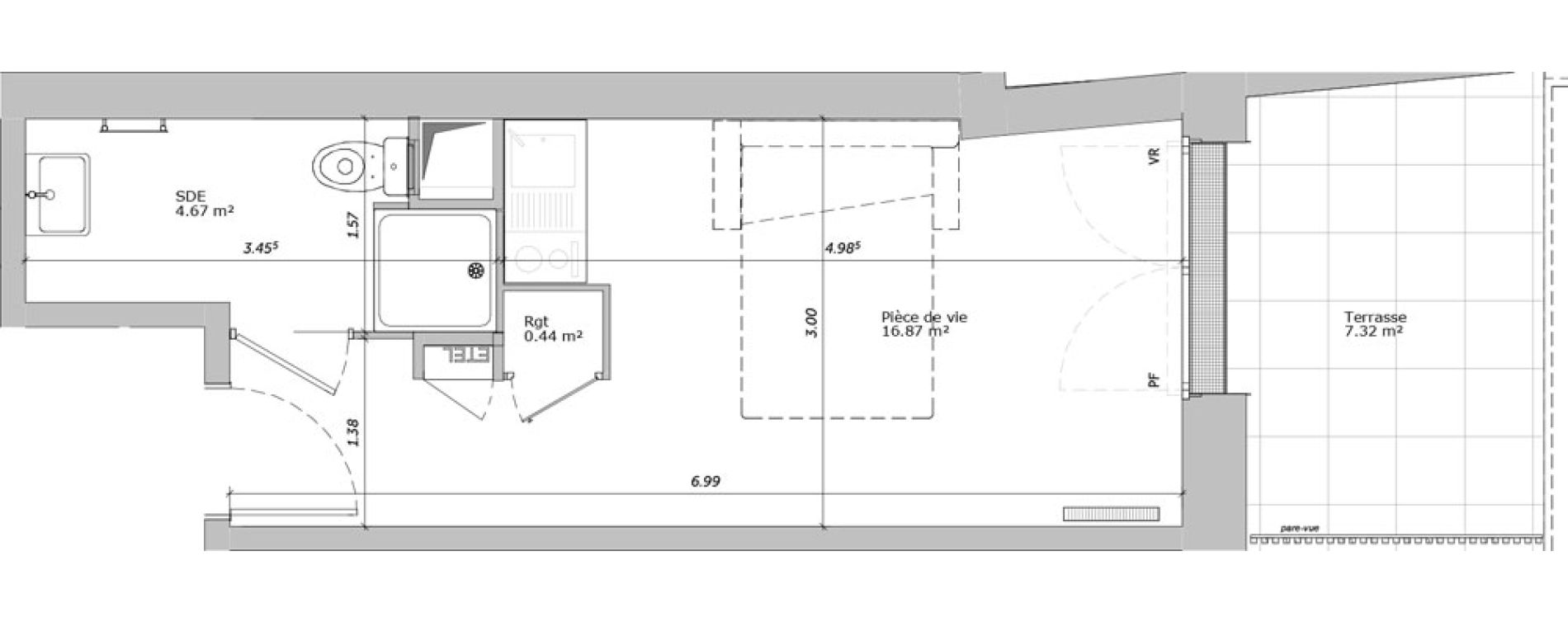Appartement T1 de 21,98 m2 &agrave; Louviers Centre