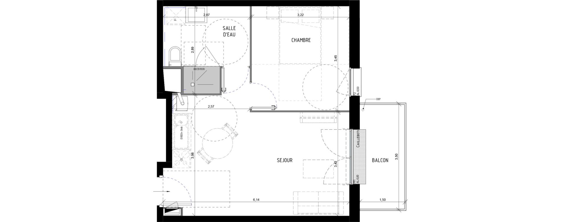 Appartement T2 de 40,43 m2 &agrave; Val-De-Reuil Centre