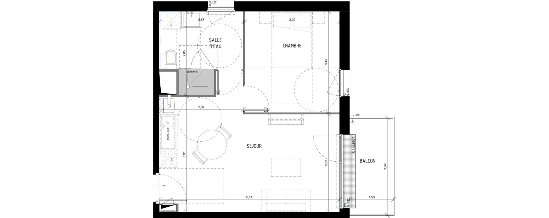 Appartement T2 de 40,54 m2 &agrave; Val-De-Reuil Centre