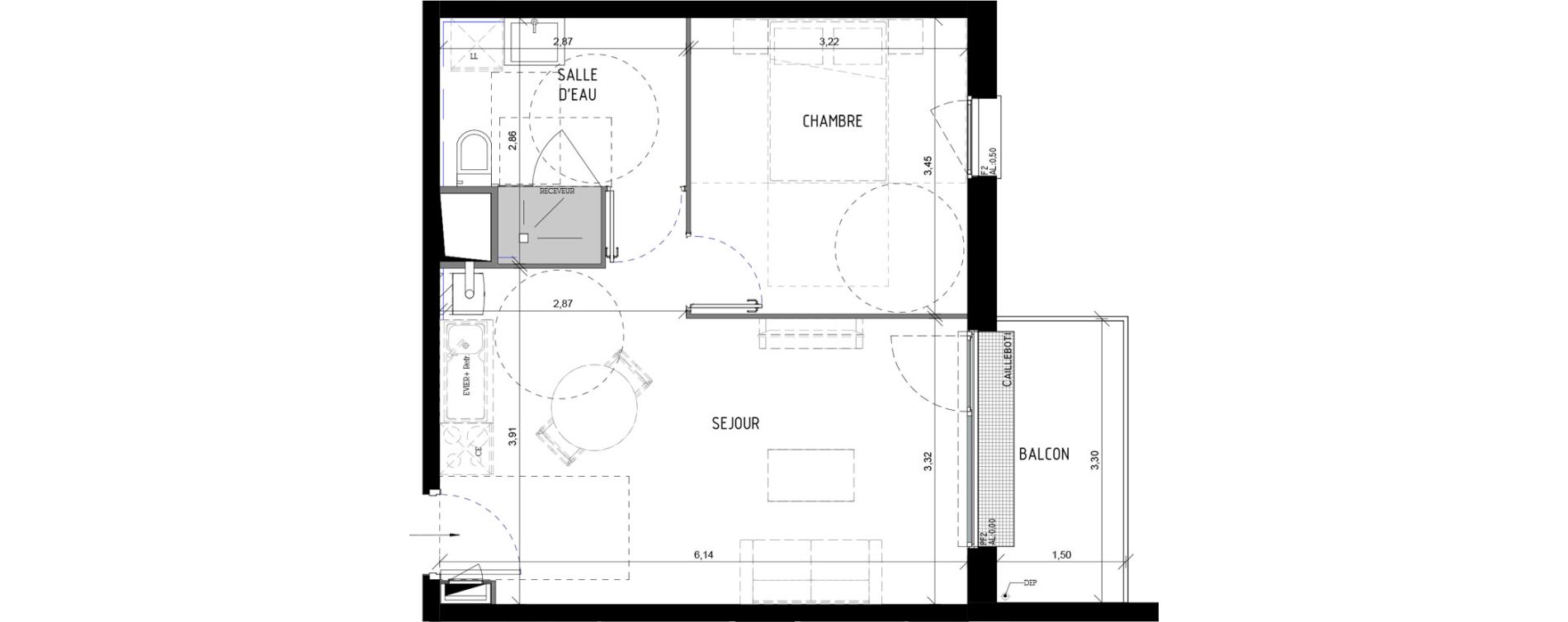 Appartement T2 de 40,54 m2 &agrave; Val-De-Reuil Centre