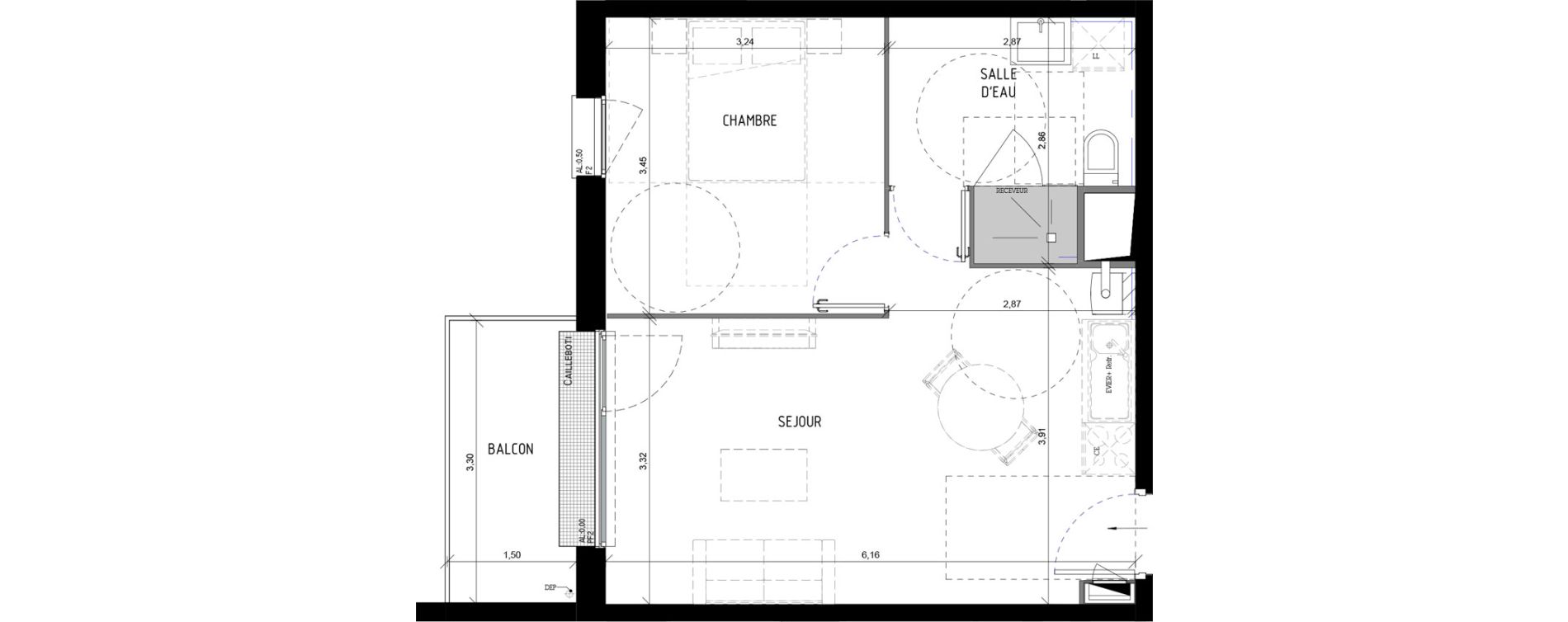 Appartement T2 de 40,67 m2 &agrave; Val-De-Reuil Centre