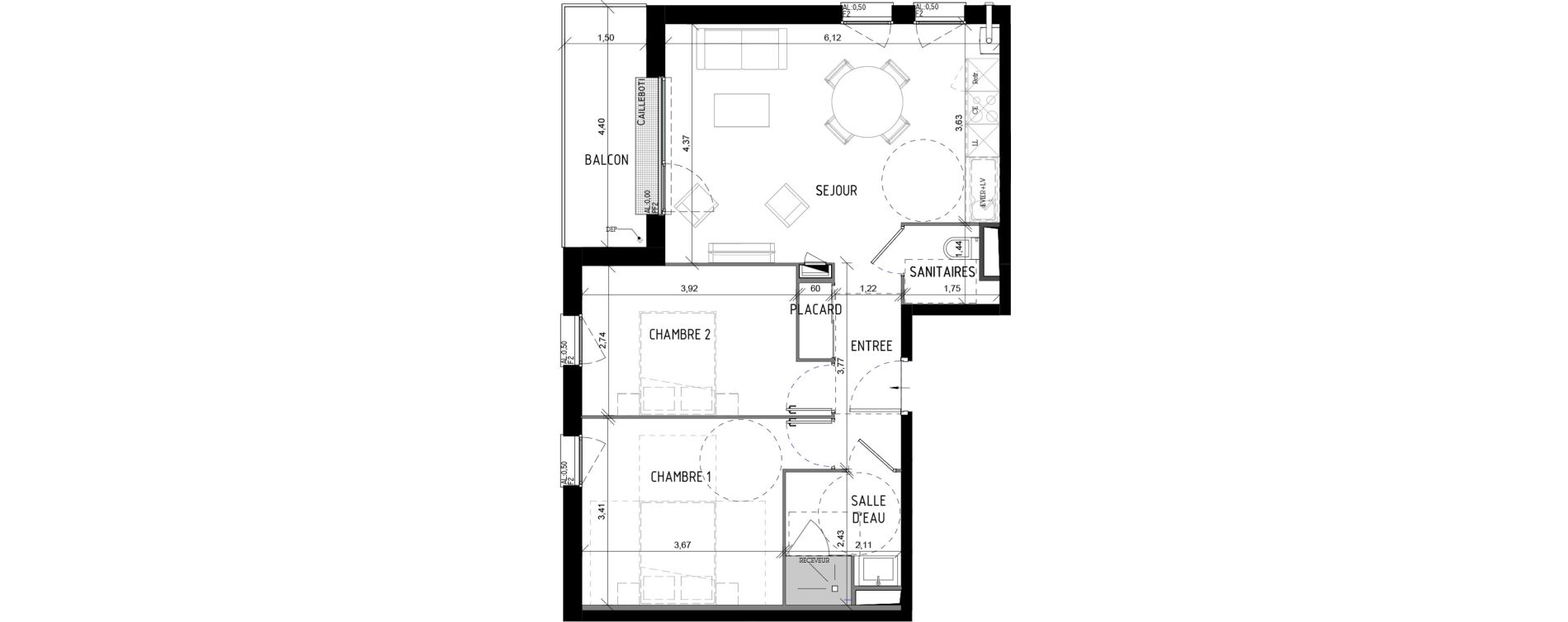 Appartement T3 de 62,49 m2 &agrave; Val-De-Reuil Centre