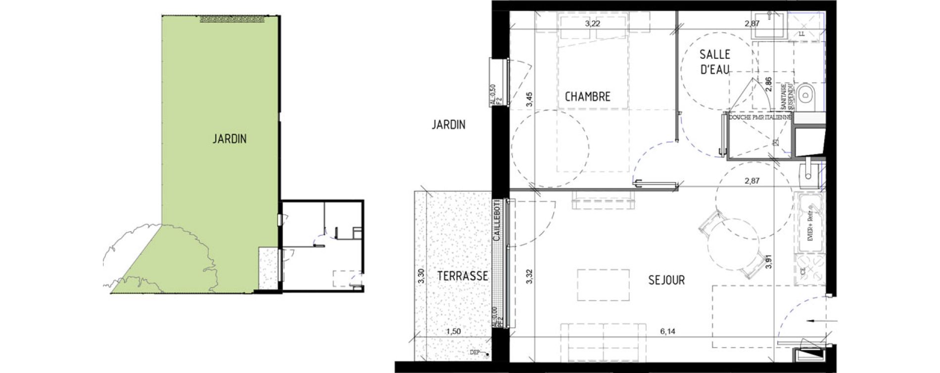 Appartement T2 de 40,54 m2 &agrave; Val-De-Reuil Centre