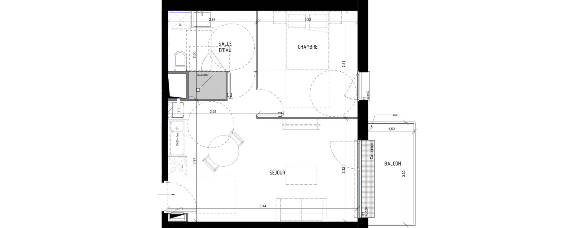 Appartement T2 de 40,54 m2 &agrave; Val-De-Reuil Centre