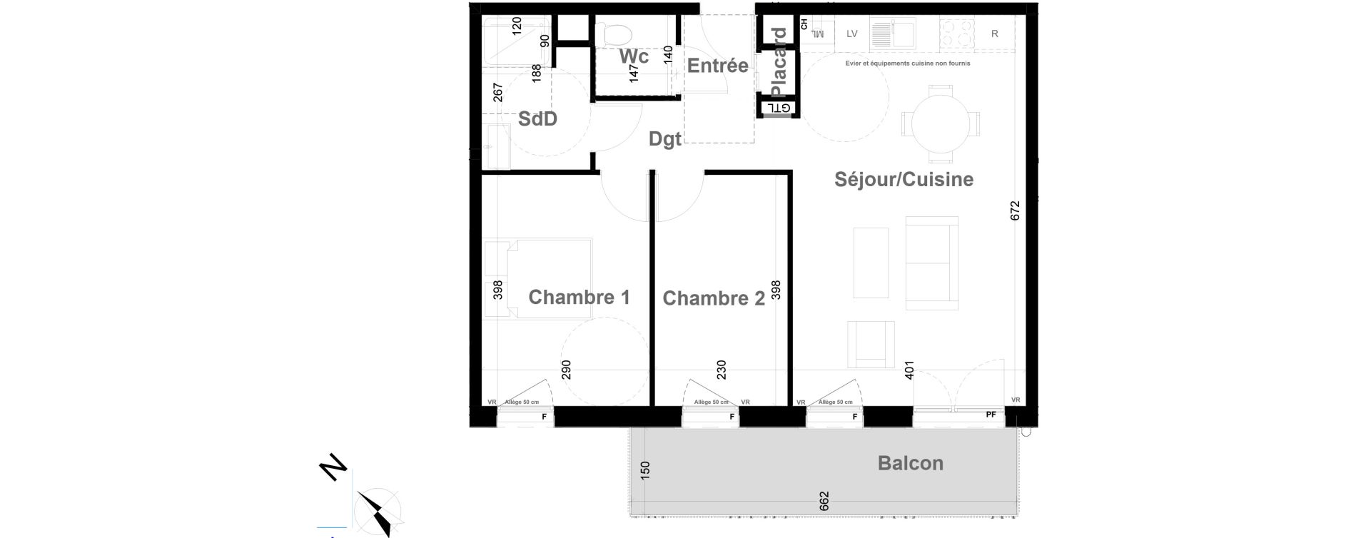Appartement T3 de 60,29 m2 &agrave; Vernon Fieschi
