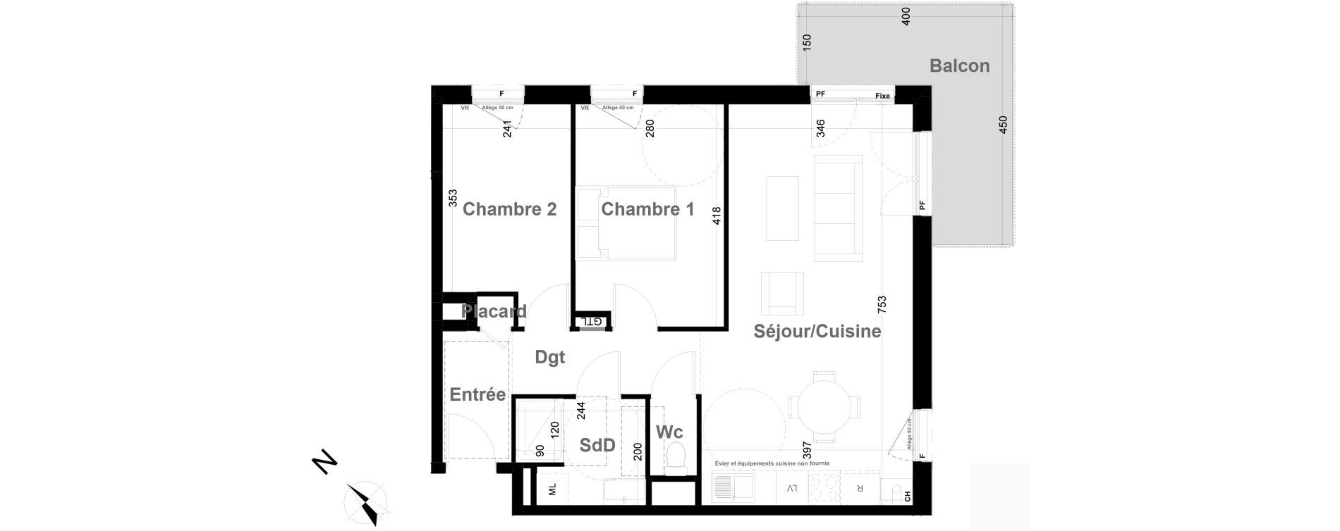 Appartement T3 de 62,07 m2 &agrave; Vernon Fieschi