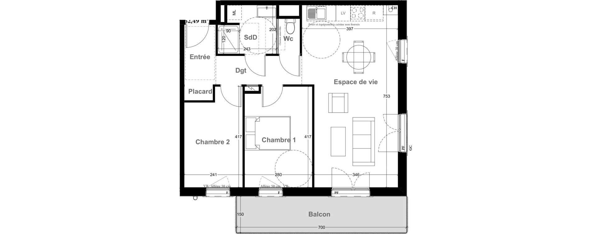 Appartement T3 de 62,49 m2 &agrave; Vernon Centre