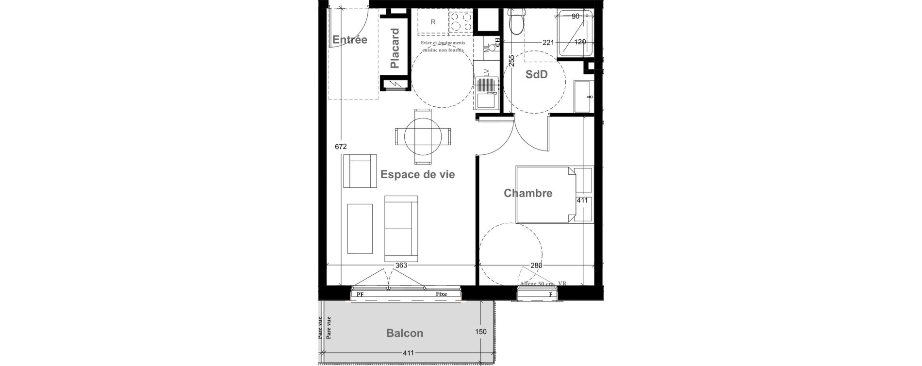 Appartement T2 de 41,85 m2 &agrave; Vernon Centre