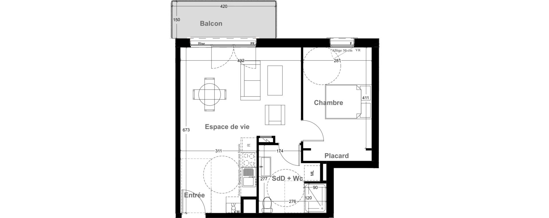 Appartement T2 de 46,74 m2 &agrave; Vernon Centre
