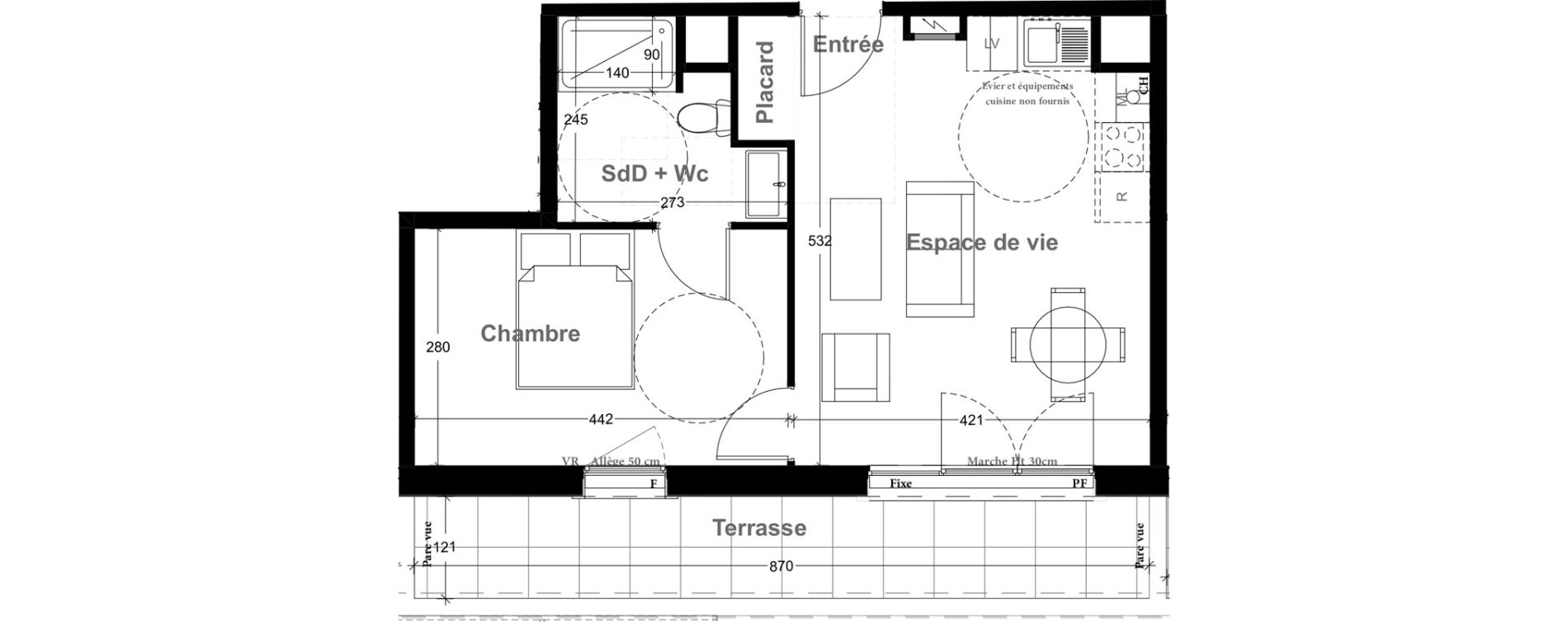 Appartement T2 de 40,21 m2 &agrave; Vernon Centre