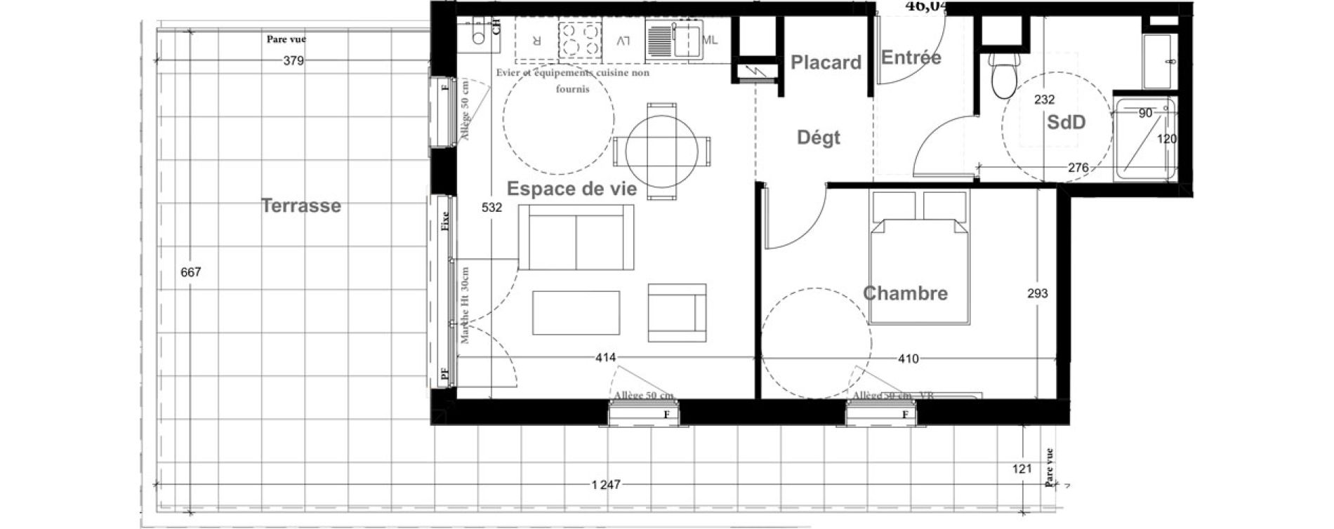 Appartement T2 de 46,04 m2 &agrave; Vernon Centre