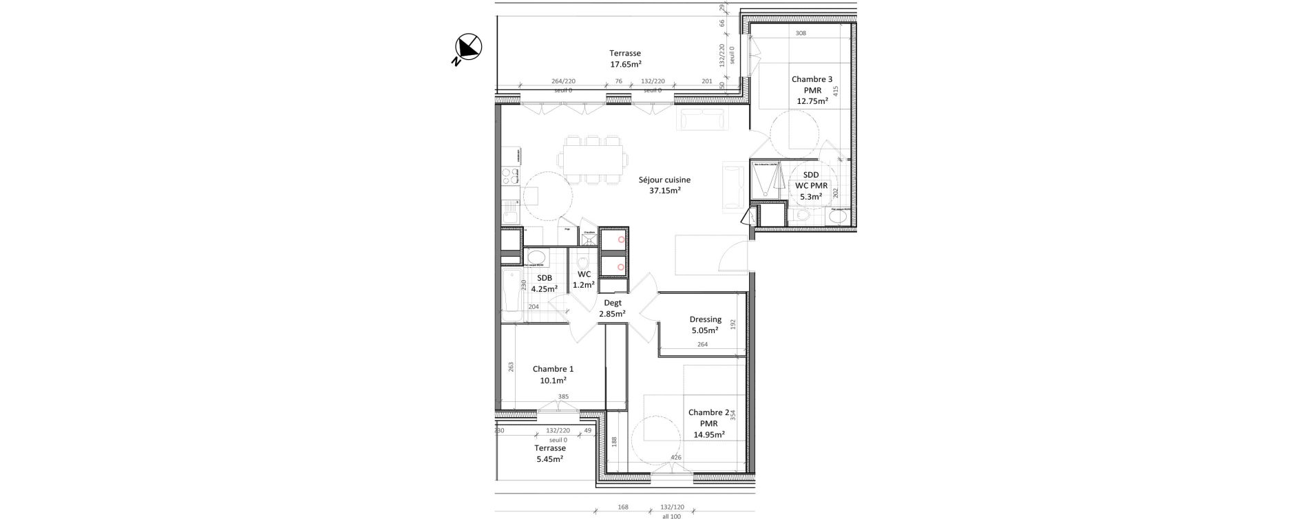 Appartement T4 de 93,60 m2 &agrave; Vernon Centre