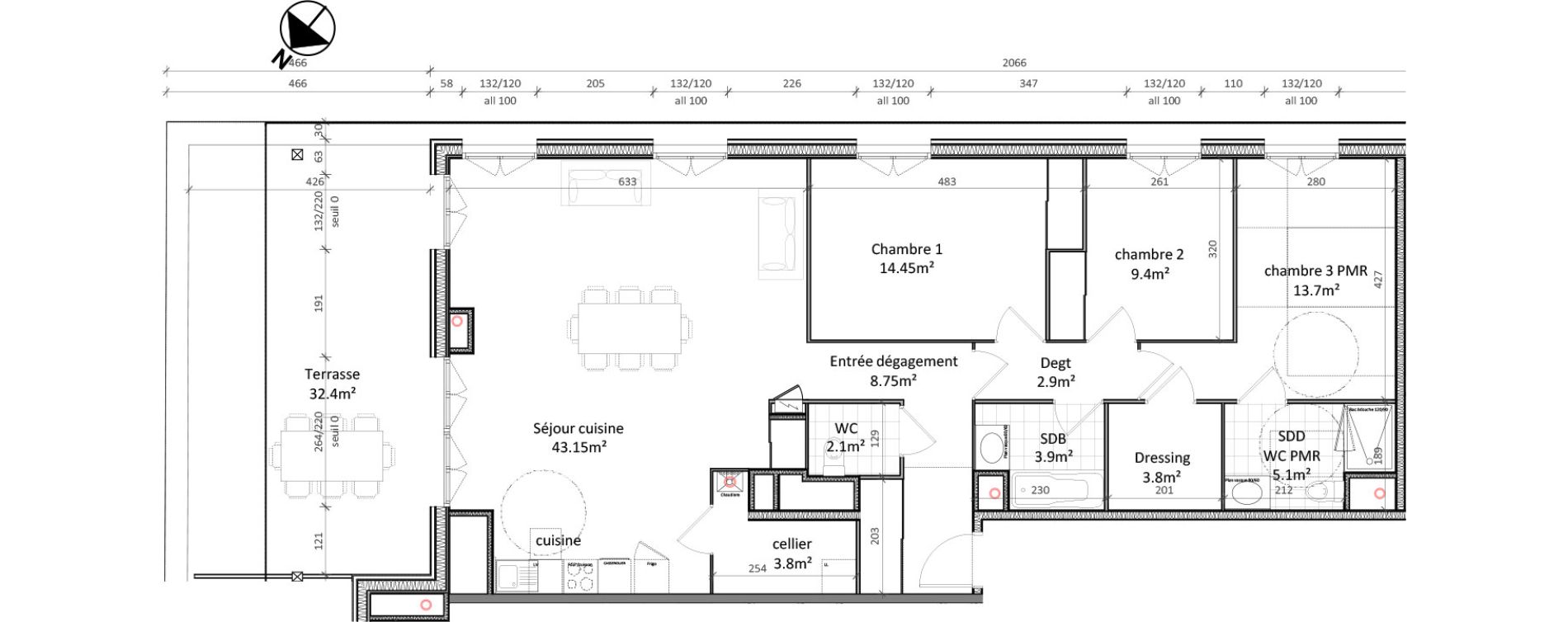 Appartement T4 de 111,05 m2 &agrave; Vernon Centre