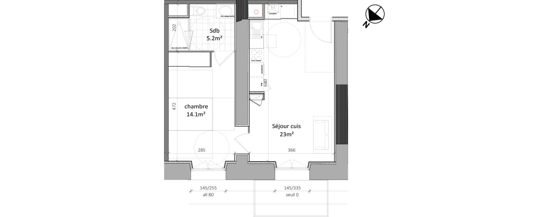 Appartement T2 de 42,30 m2 &agrave; Vernon Centre