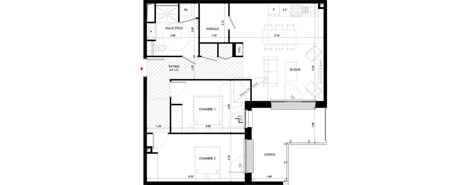 Appartement T3 de 71,34 m2 &agrave; Vernon Centre