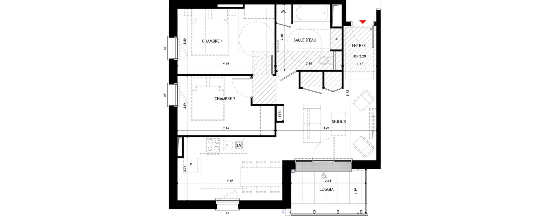 Appartement T3 de 59,70 m2 &agrave; Vernon Centre