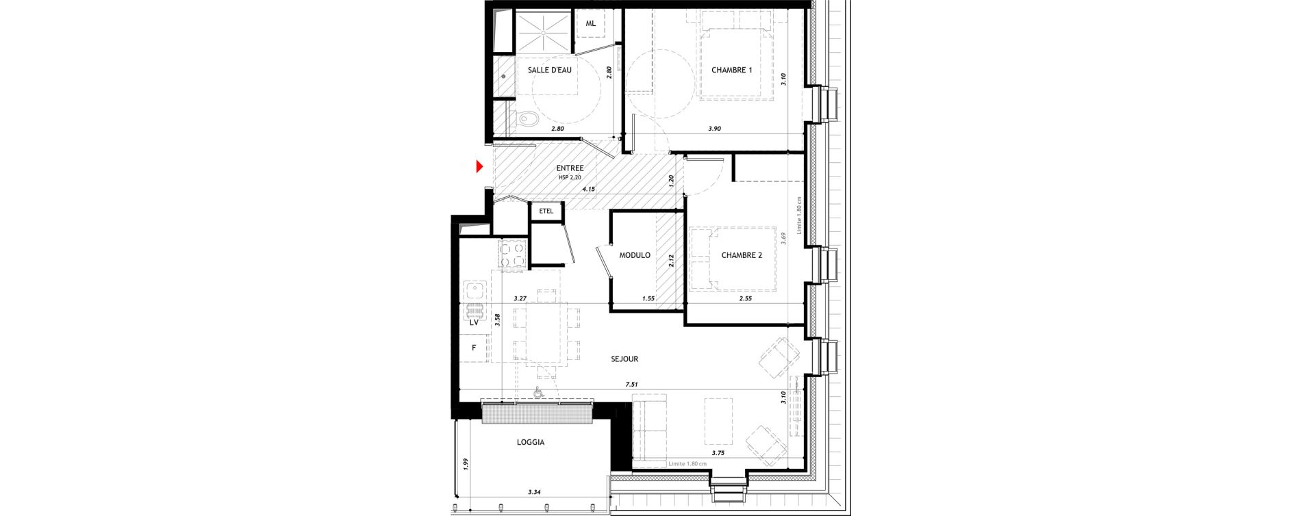 Appartement T3 de 63,57 m2 &agrave; Vernon Centre