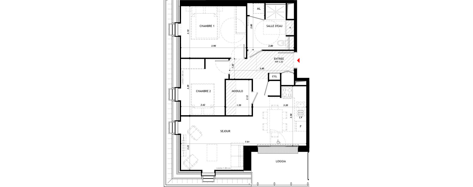 Appartement T3 de 62,85 m2 &agrave; Vernon Centre